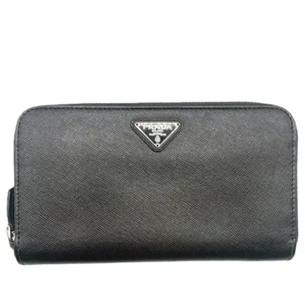 Prada Black Zip-Around Wallet safiano leather